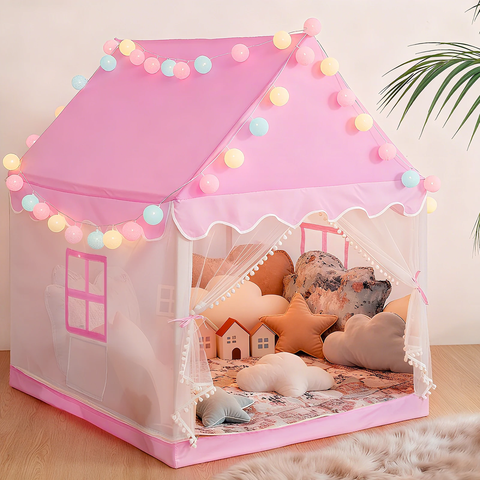 Indoor Outdoor Folding Kinder Zelte Tipi Baby Haus Mädchen Prinzessin Schloss Kinderzimmer Spielzeug Haus Kind Bett Spiel Große Spielzeug Zelte Picknick