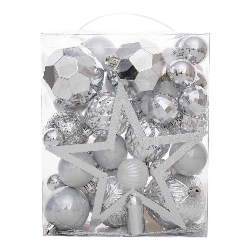 Christmas Ball Ornament Set with 50 Electroplated Pieces and Tree Top Star for Decorating Home Wreaths and Garlands