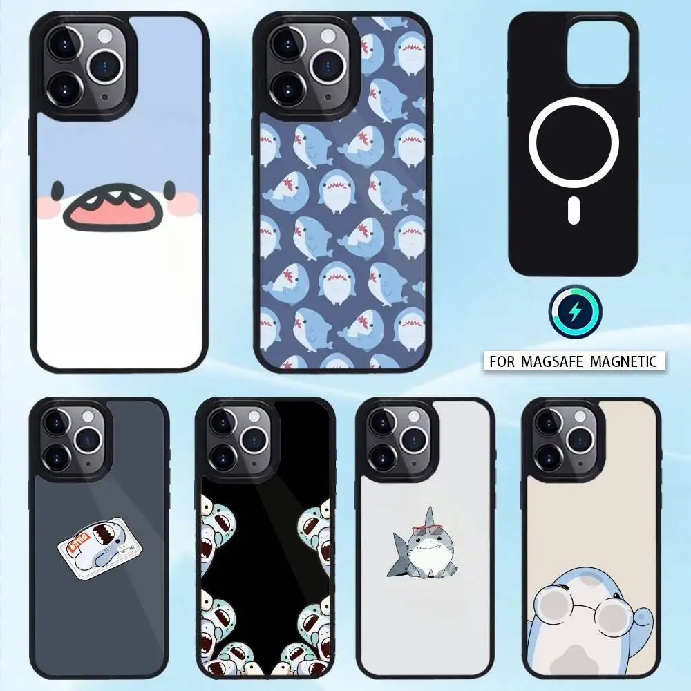 

Cartoon Cute Shark Phone Case For iPhone 17,16,15,14,13,12,Pro,Max For Magsafe Magnetic Wireless Charging