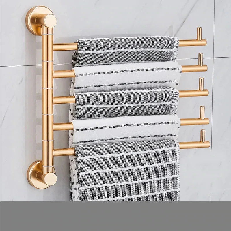 

Towel Heater Electric Bathroom Accessories Swivel Towel Bar 304 Stainless Steel 4-Arm Wall Mounted Swivel Rack