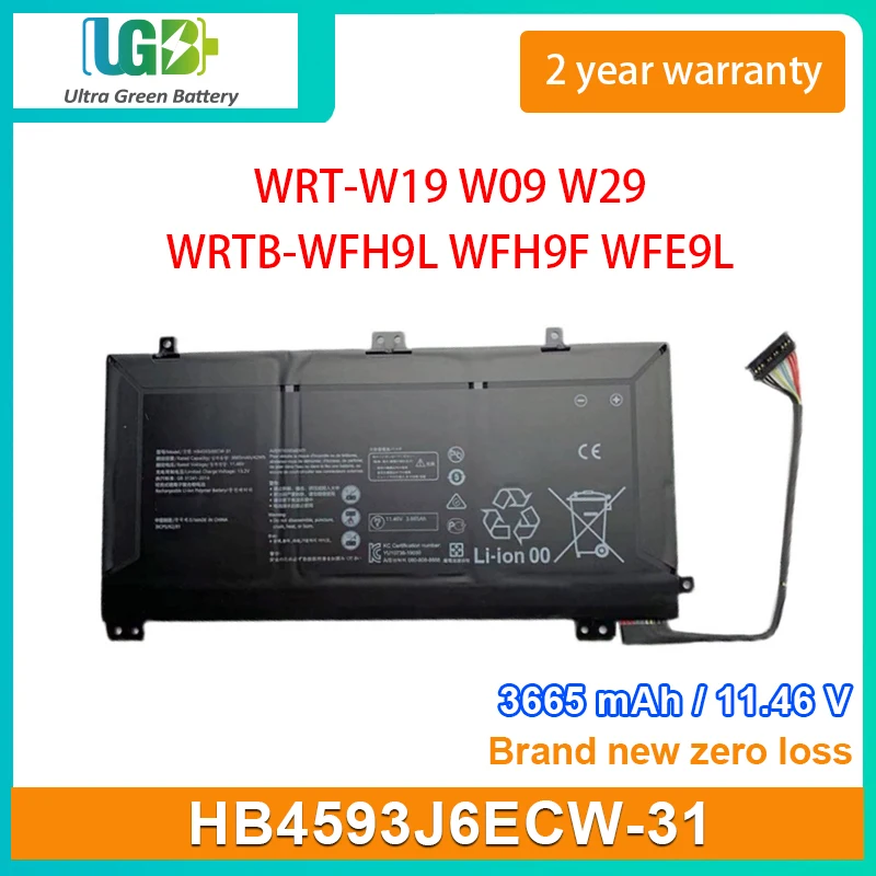 

UGB New HB4593J6ECW-31 Laptop Battery For Huawei Matebook 13 WRT-W19 W09 W29 HN-W19L WRTB-WFH9L WRTB-WFH9F WRTB-WFE9L 11.46V