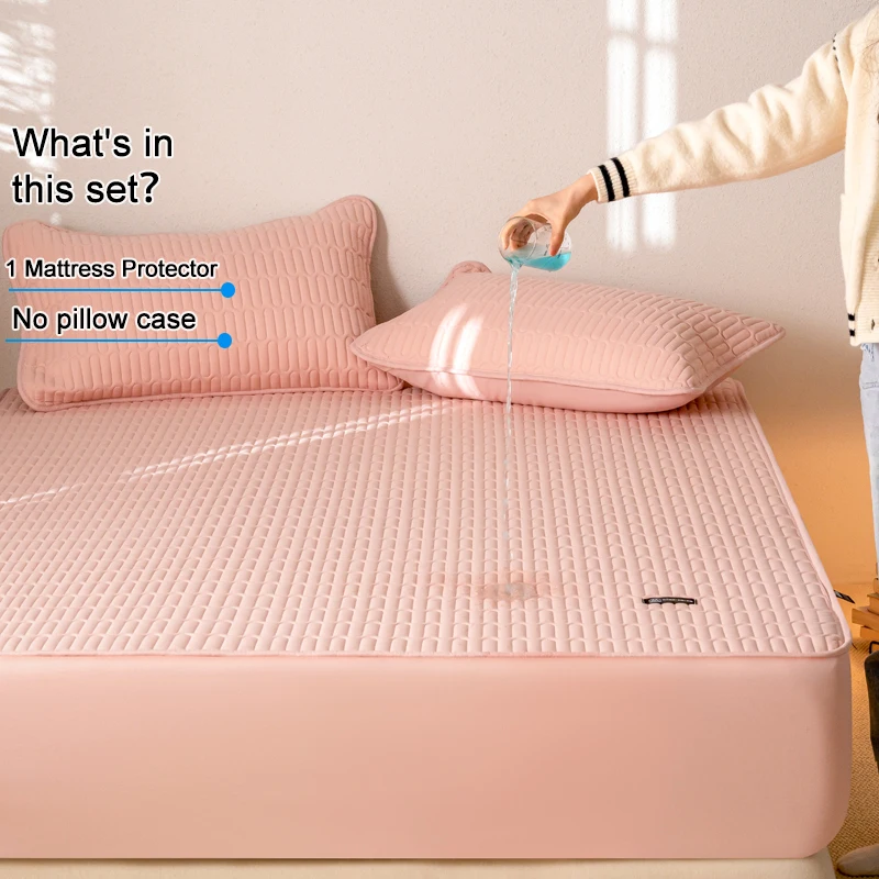 Waterproof Quilted Mattress Protector Spill Proof Antimicrobial Hypoallergenic Mattress Cover Silent Noiseless Fitted Sheet