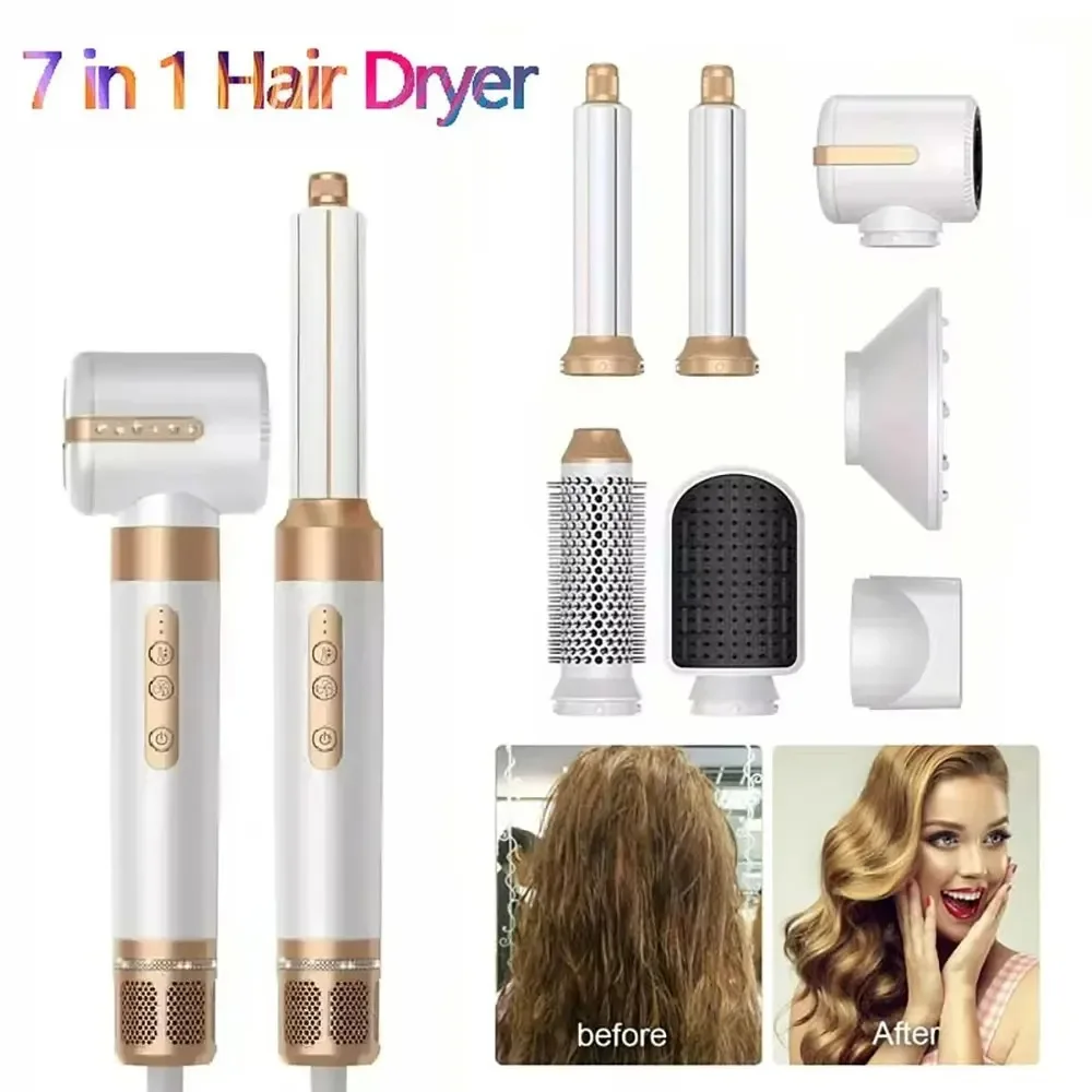 

7 in 1 With diamonds Hair dryer Professional Negative Ion curling Iron Hair Straightener Brushless Motor High Speed Hair Dryer