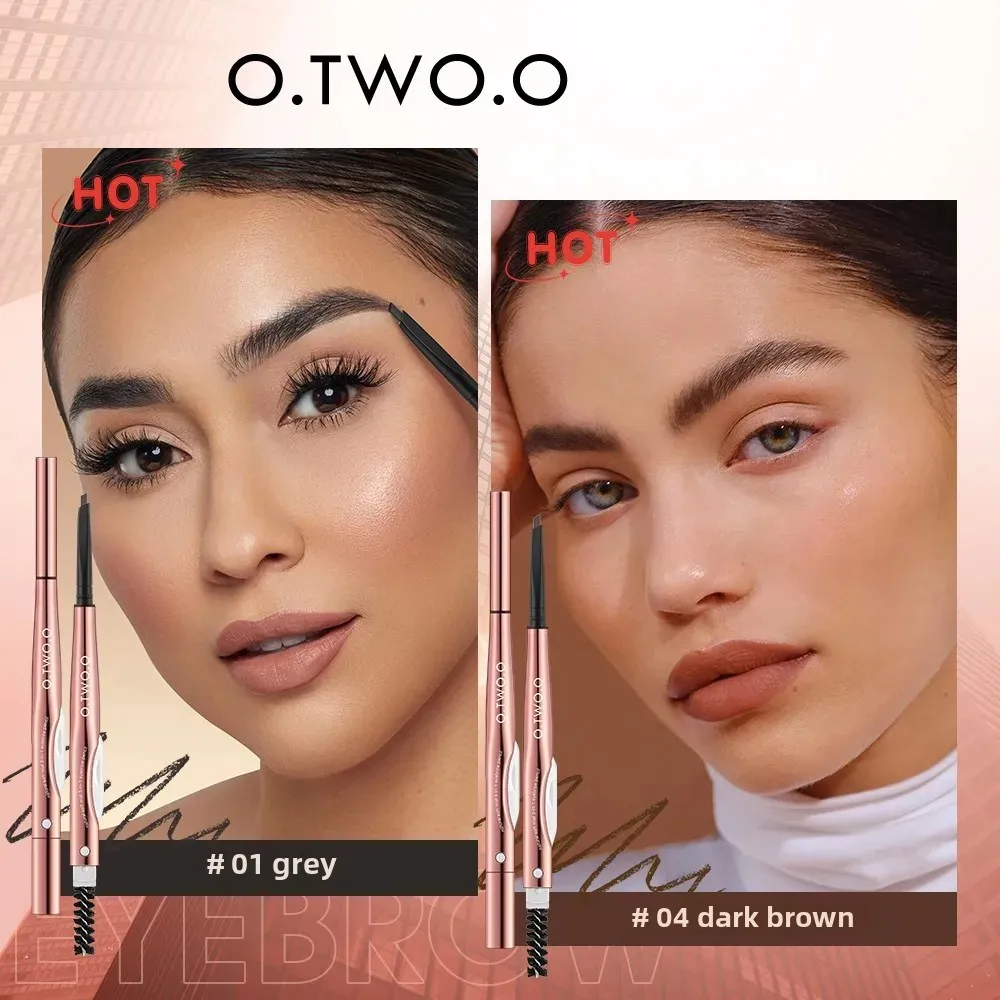 O.TWO.O 3 In 1 ดินสอเขียนคิ้วคิ้วยาวนานที่แม่นยํา Brow Definer ธรรมชาติสีกันน้ํา Eye Brow ปากกา