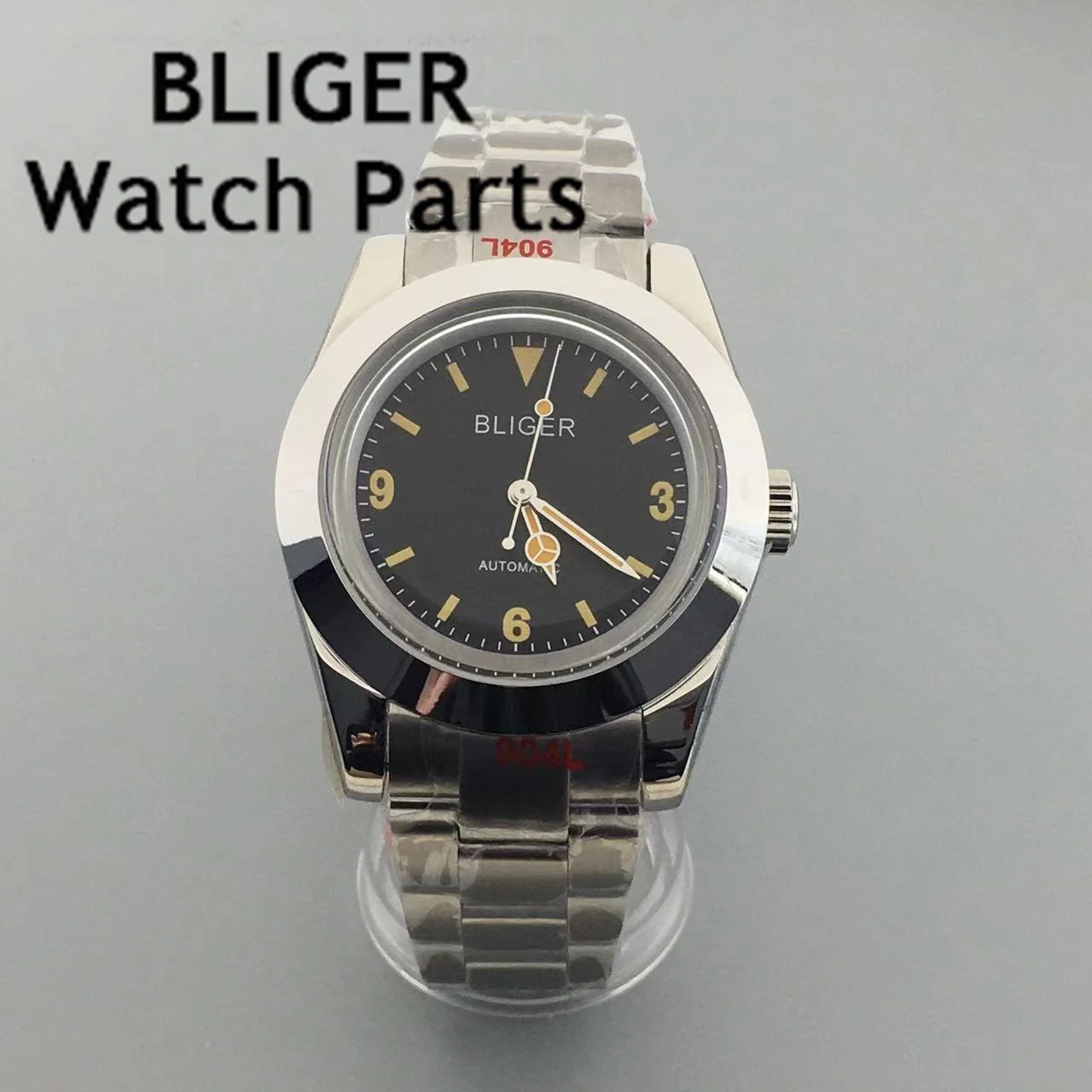 BLIGER 36mm Polished Automatic Men Watch Oyster Bracelet NH35A MIYOTA 8215 PT5000 Movement Sapphire Crystal Green Luminous Dial