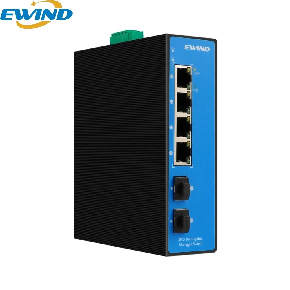 Ewind Industrial Poe Switch 8 Ports 1000/m Gigabit Uplink verwalteter Netzwerk-Switch Ethernet-Switch für Outdoor-Industrie