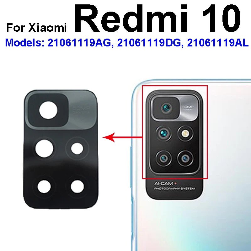 For Xiaomi Redmi 10 2020 10C 10A 10Prime 5G Rear Camera Glass Lens Cover Back Camera Glass Lens Frame with Adhensive Parts