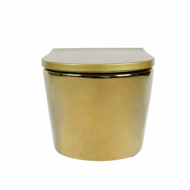 Golden ToiletANBI Wholesale Golden Plated Sanitary Wares Wc Ptrap Wall-hung Ceramic Gold Color Toilet