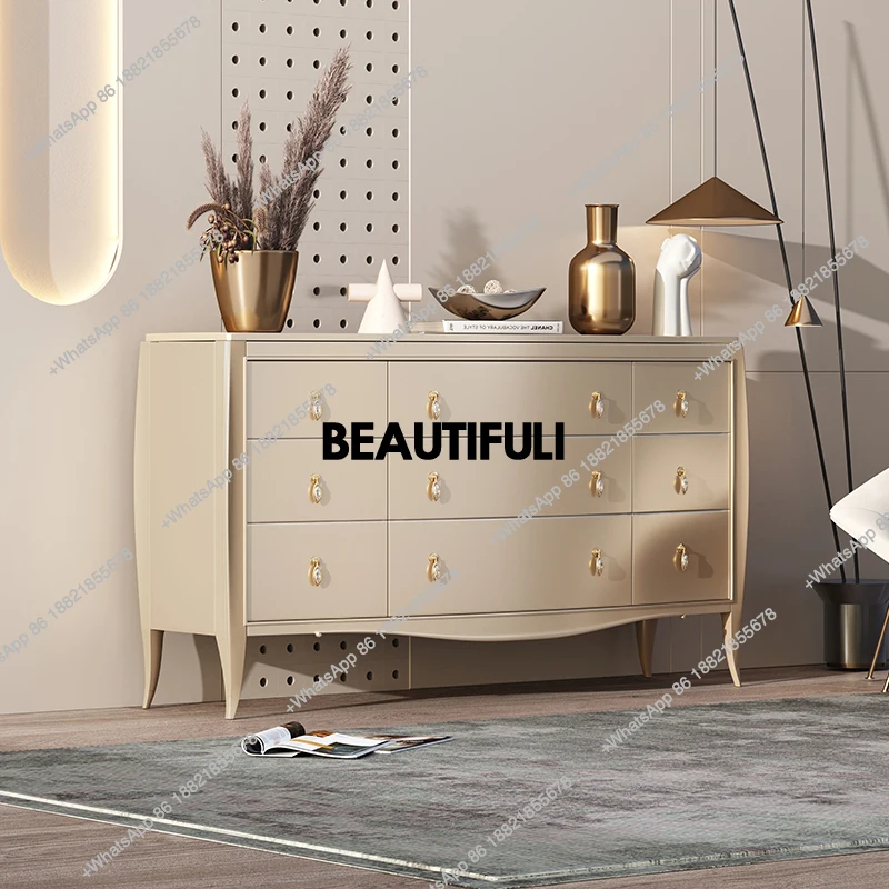 

American solid wood nine chest, bedroom storage, modern simple bedside storage, chest of drawers