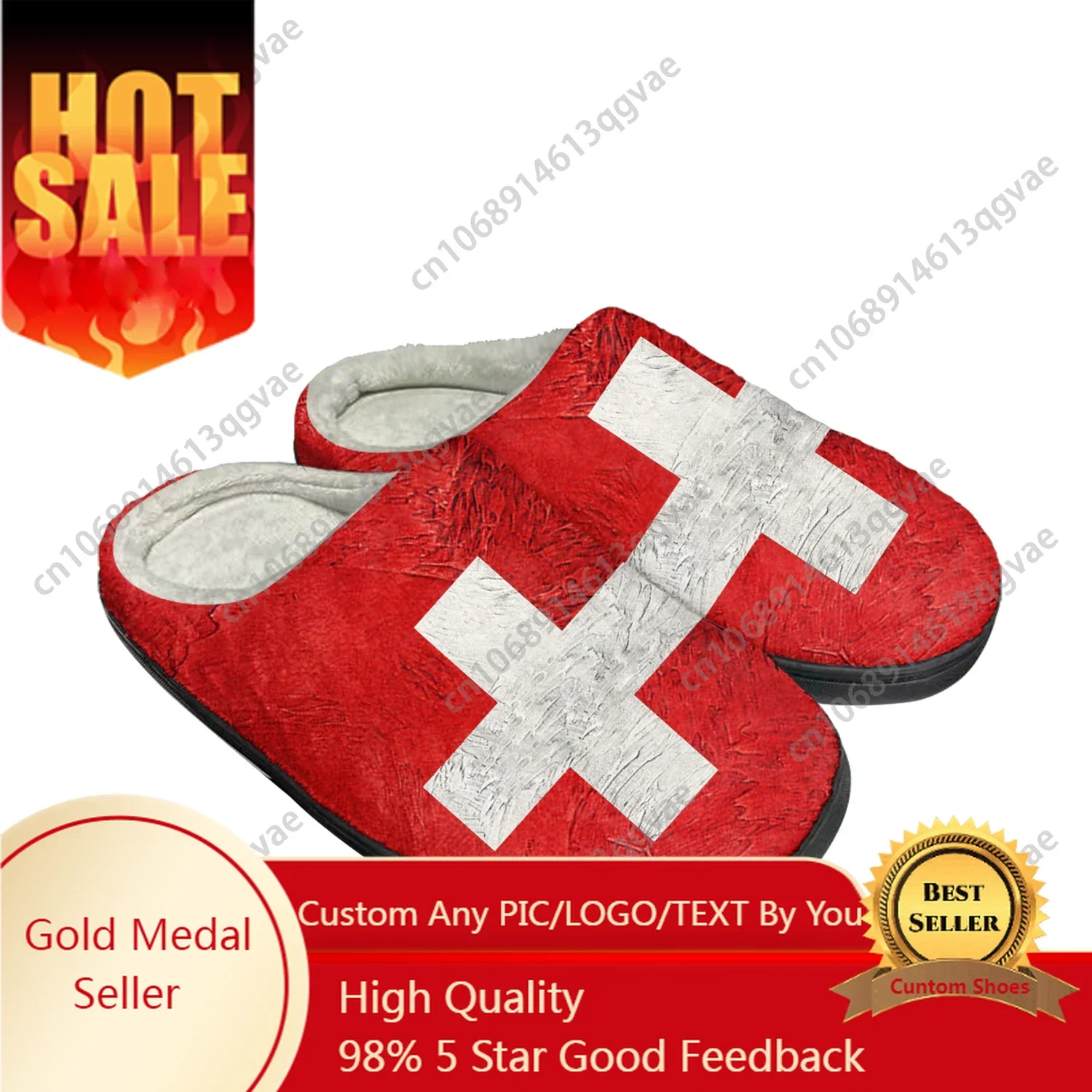 

Swiss Flag Home Cotton Custom Slippers Mens Womens Sandals Switzerland Plush Bedroom Casual Keep Warm Shoes Thermal Slipper