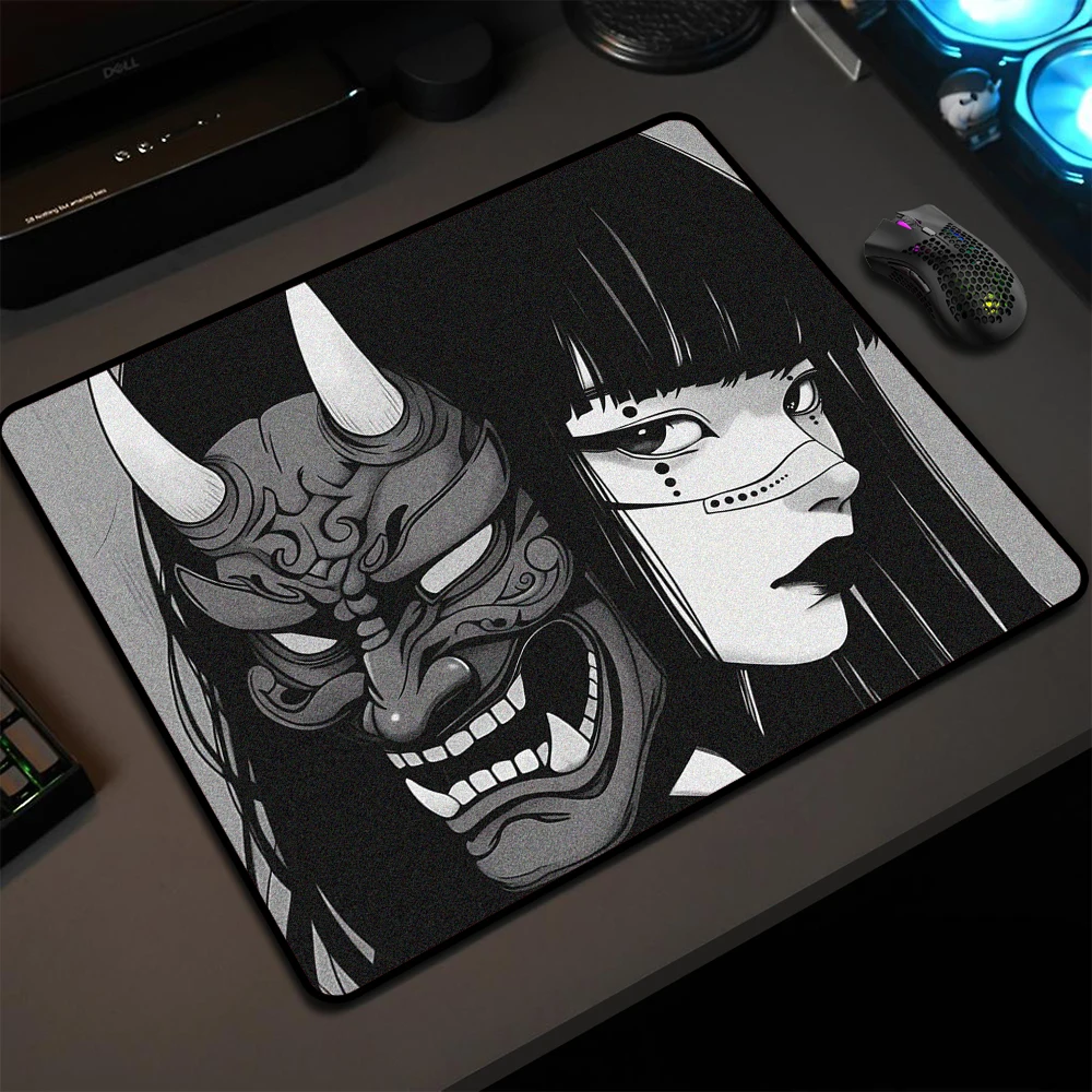 Anime Mouse Pad Gamer Professional E-Sports Gaming Mousepad Oni Mask Premium Balance Mouse Mat Ultrafine Surface Keyboard Mat XL