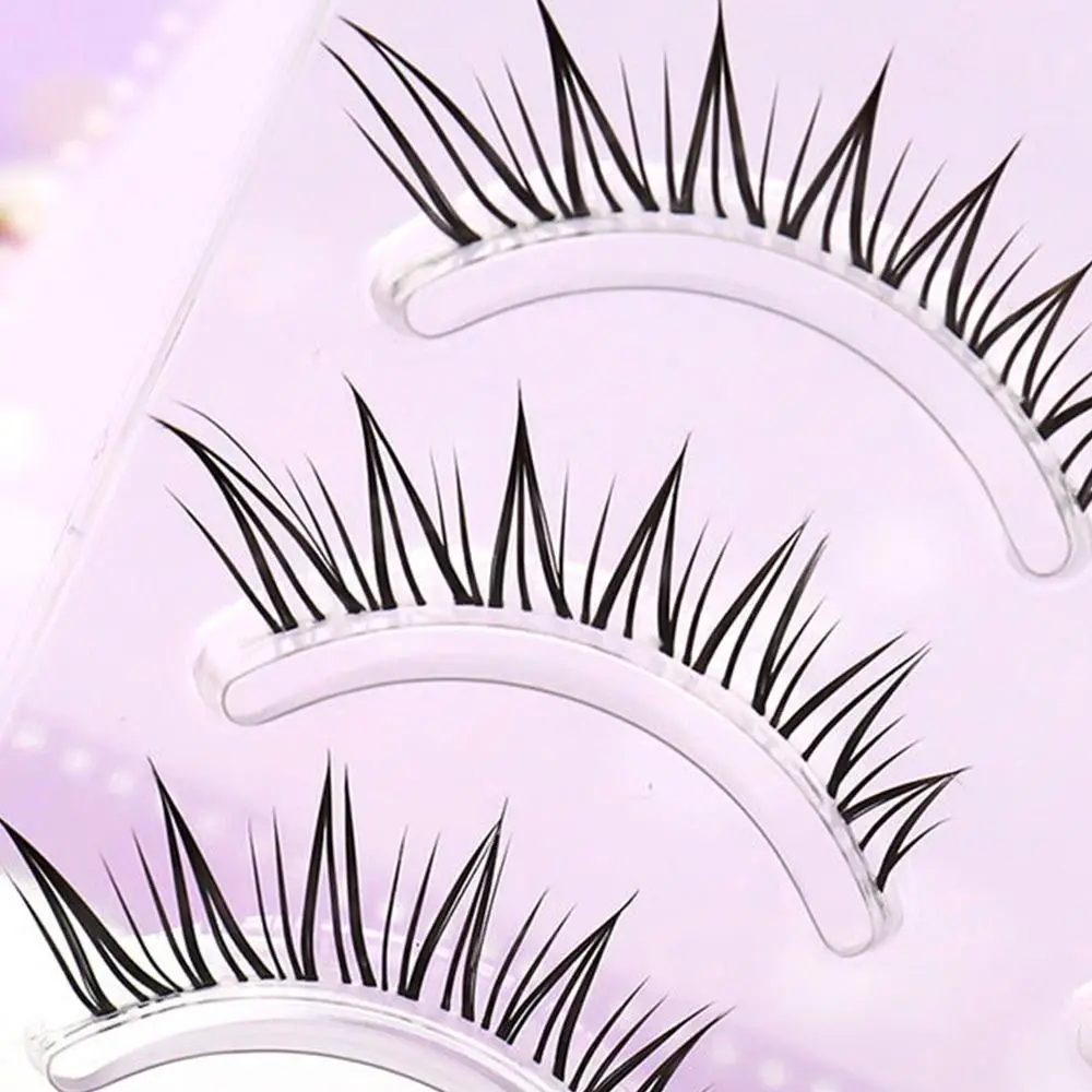 5 Pairs Natural Look Fox Eye Lashes Clear Band Fluffy Wispy Eyelashes Look Like Individual Cluster Faux Mink Lashes Strip Women