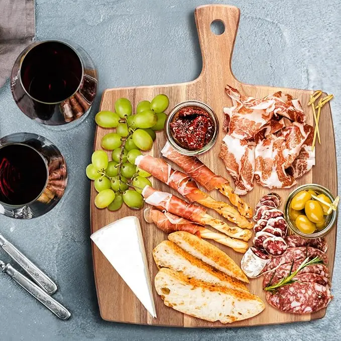 Acacia Wood with  Butcher Block Meat Cutting Boards for Kitchen Decor Bread Cheese Serving Platter Chopping Board Food Tray