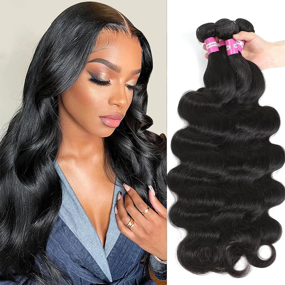 10A Raw Hair Bundles Natural Black Body Wave Bundles Human Hair  1/3/4 PCS Virgin Brazilian Hair Accessories For Women