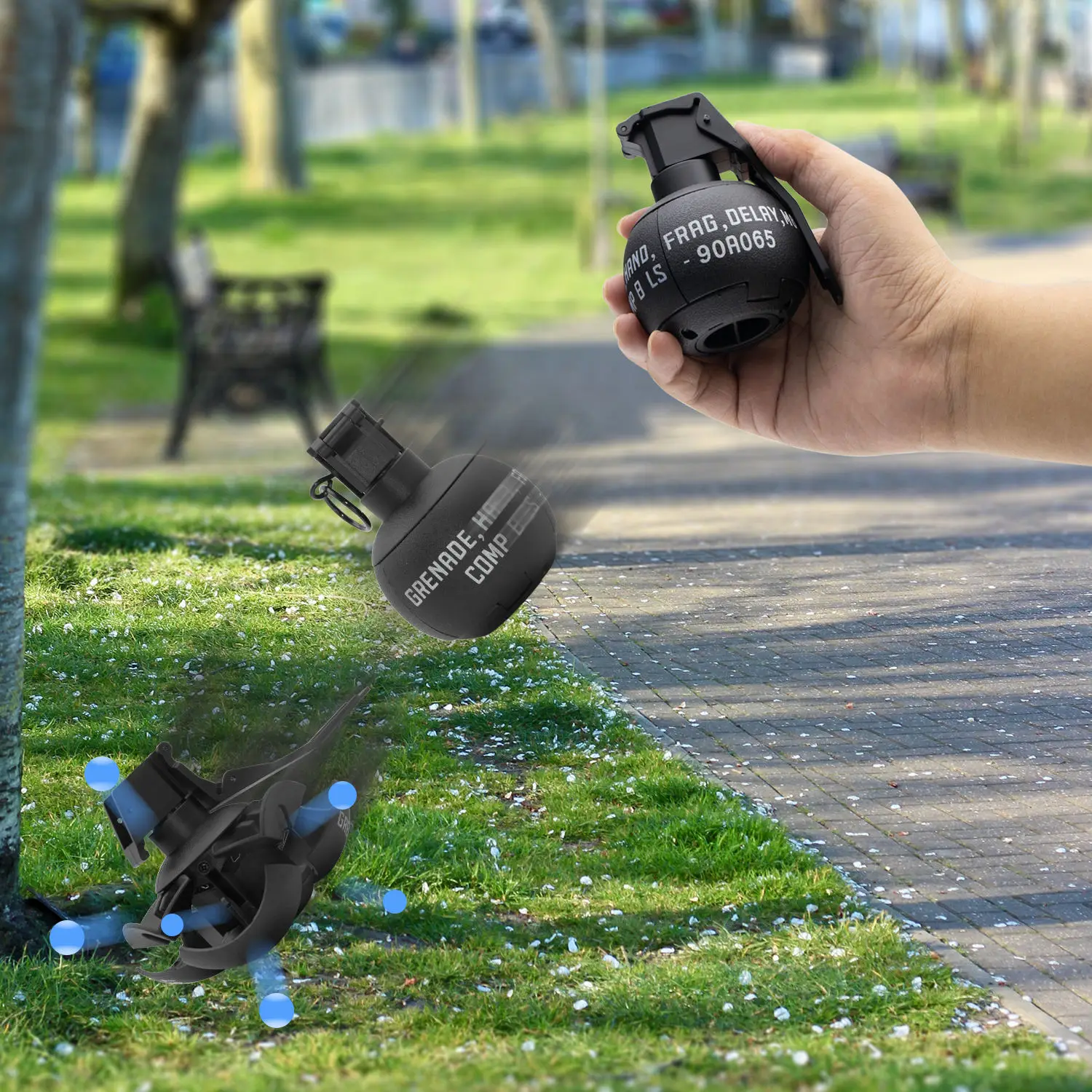 قنابل يدوية تكتيكية مقلدة Airsoft M67 قنبلة يدوية بلاستيكية حلقة سحب ألعاب 2 قطعة لعبة معركة لعب الأدوار نموذج الدعامة