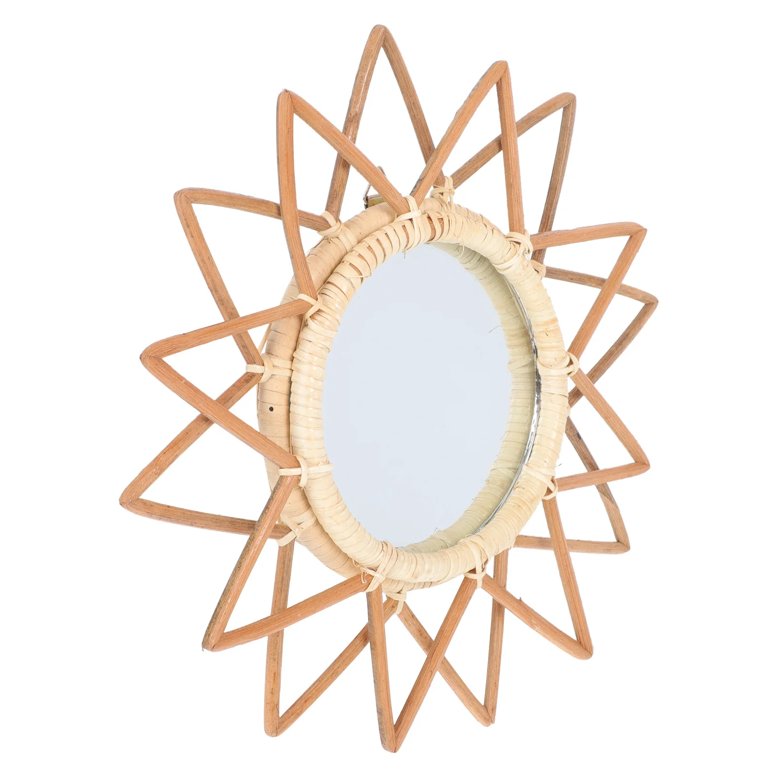 

Retro Decorative Vintage Decorative Mirror Wicker Glass Hanging Rattan Mirrors Wall Practical Home Adornment