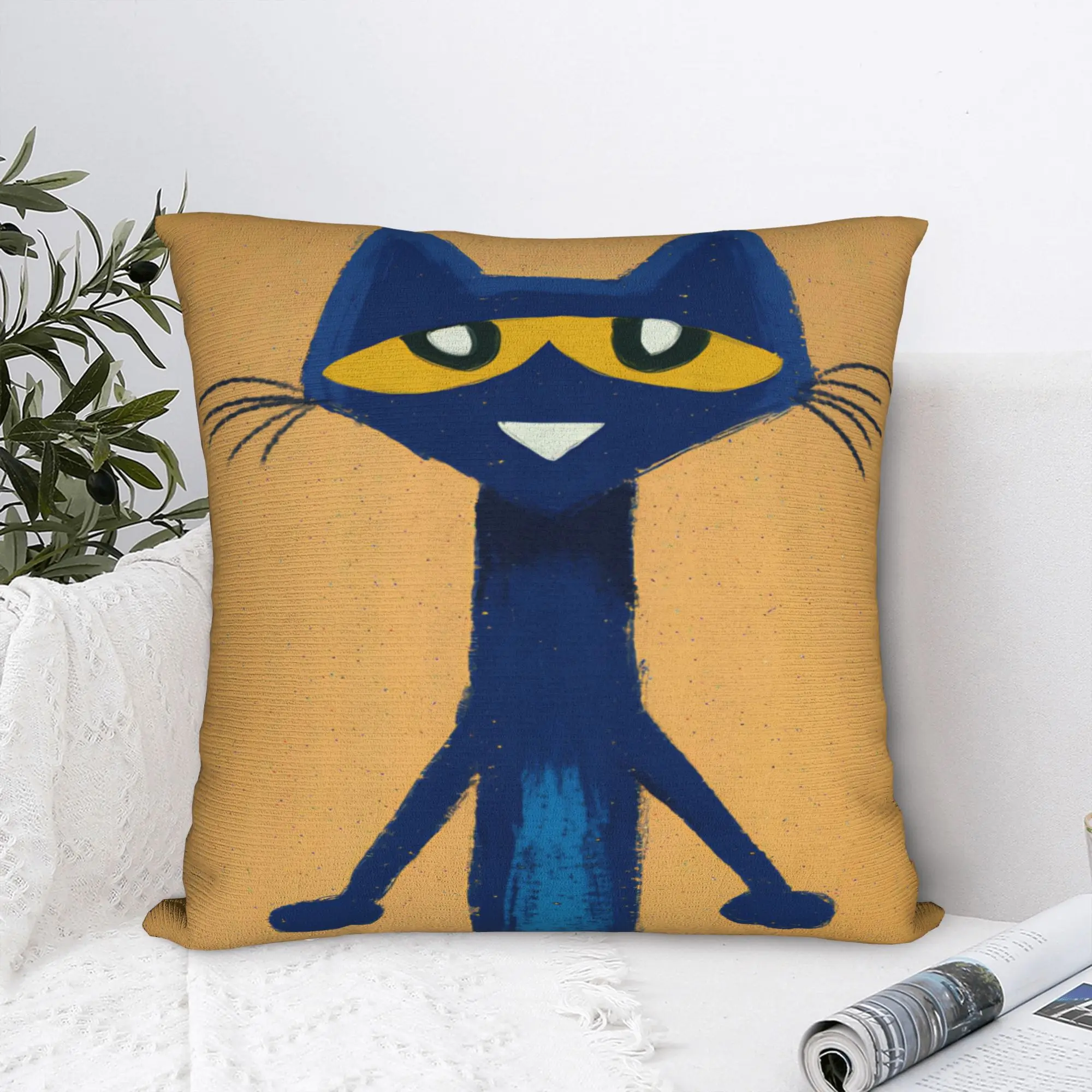 Pete the Cat  Square Pillowcases Polyester Sofa Cool Kitten Cartoon Cushion Cover Funny Decorative Throw Pillow Case 40*40