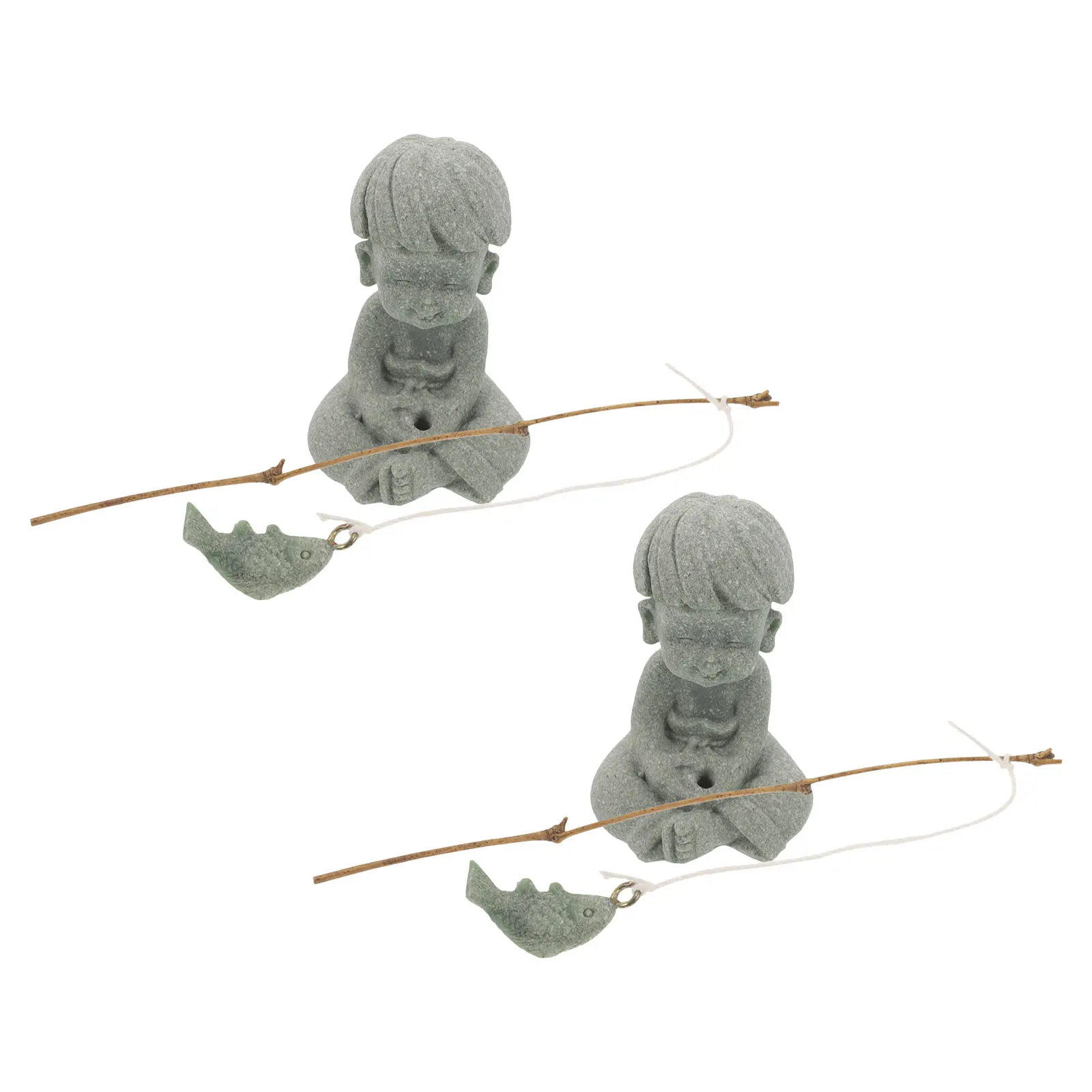 

2Pcs Cute Boy Fishing Statue Lifelike Aquarium Fisherman Ornament Desktop Bonsai Fake Mountain Decor Aquarium Decor for Girls