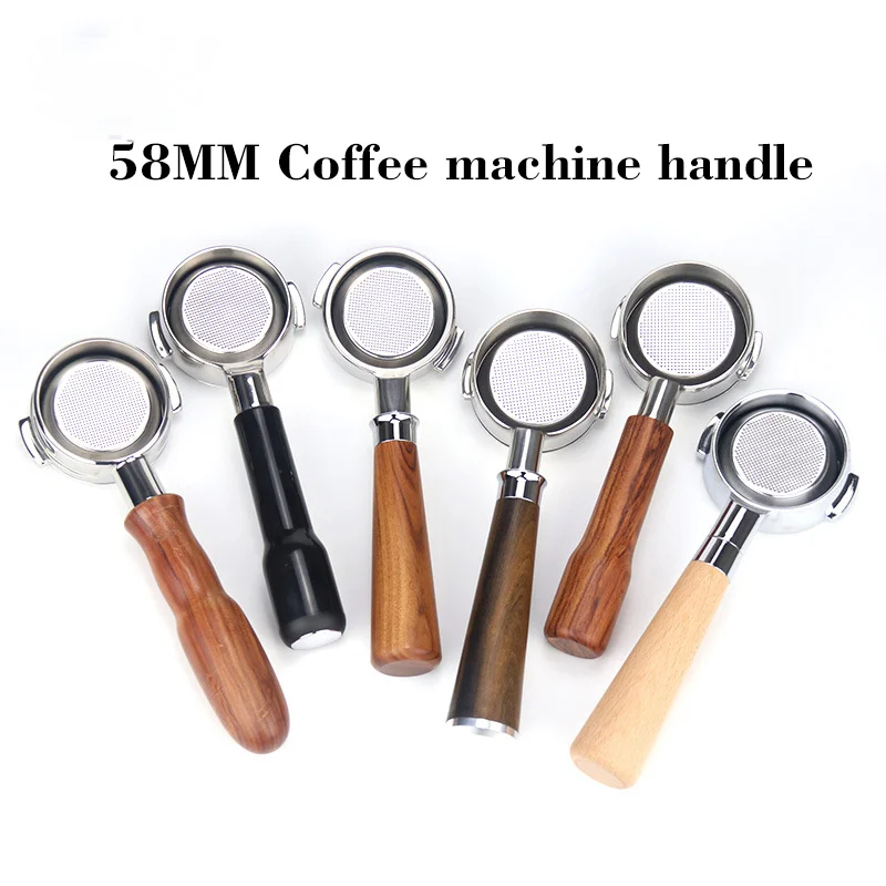 

58MM Stainless Steel Double Ear Coffee Machine Handle Bottomless Portafilter Universal Wooden E61 Espresso Coffee Tools