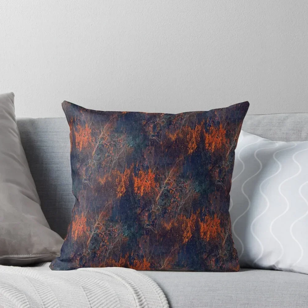 

Dark teal and burnt orange trees repeat texture, leaves, branches, Throw Pillow Sofa Covers For Living Room pillow