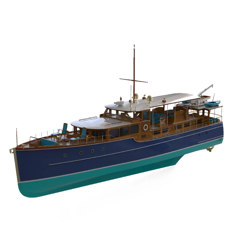 1/18 Justice Yacht 1278mm Wooden Ship Model Laser Cutting Sheathing with Raw Wood Inner Structure Ship Model