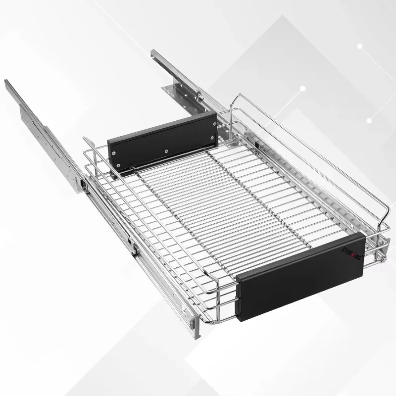 2026 Steel Adjustable Pull-Out Drawer Basket for Kitchen Cabinets