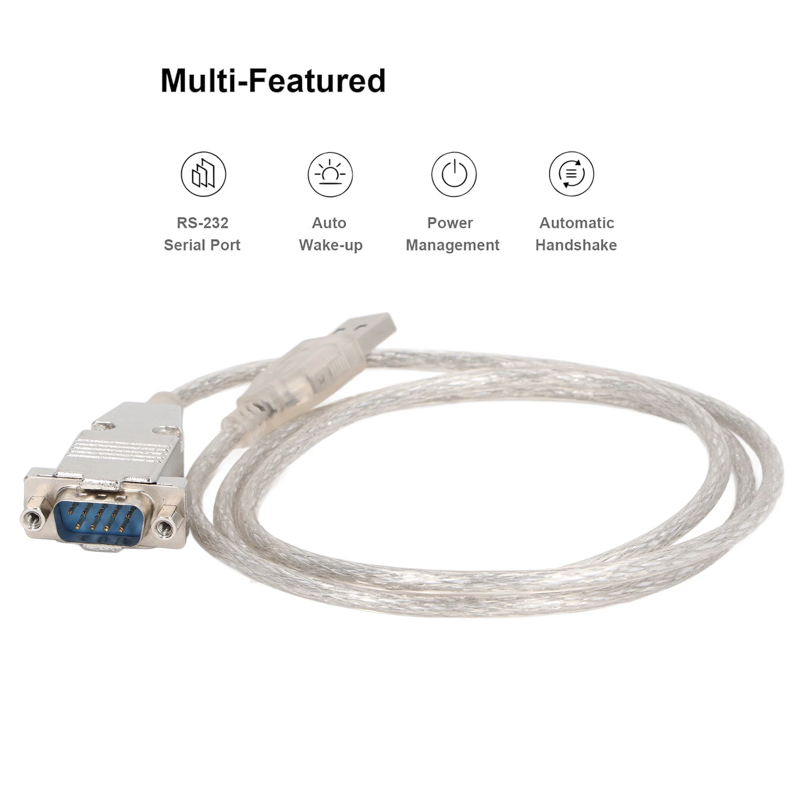 USB To DB9 Serial Converter Cable Silver 3.3ft USB To Serial Adapter Support Remote Wake Up Plug and Play for Barcode Scanners