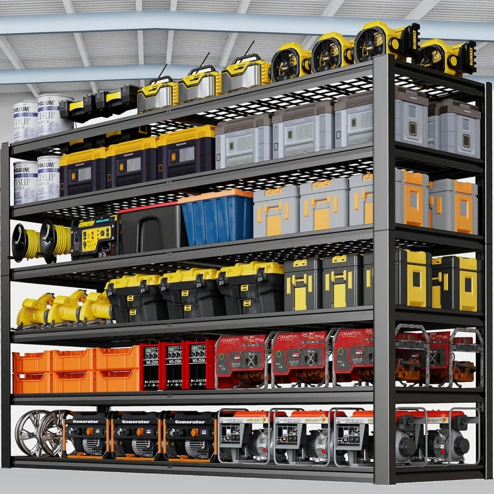 

67" W Garage Shelving Heavy Duty, Adjustable 6 Tier Metal Shelves, Commercial Metal Shelf Rack for Warehouse, Pantry, Shop, Indu
