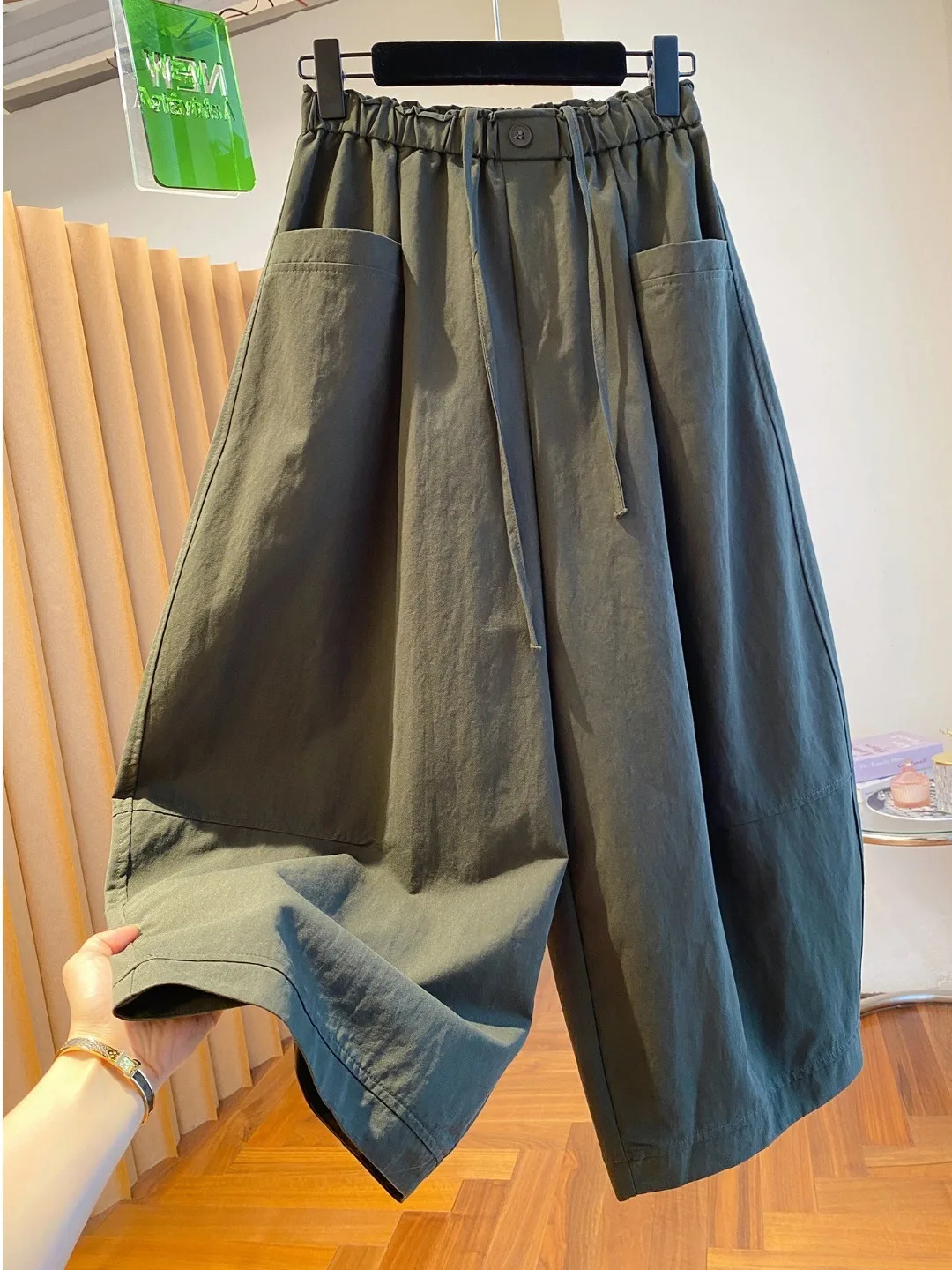 Authentic Nine-Tenths Loose Wide Leg Pants Korean Style Casual Trousers Comfortable Loose Fit Ladies' Retro Cotton Polyester