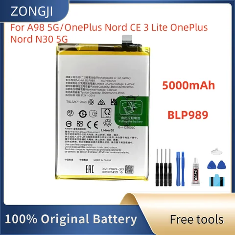 Nuova Batteria BLP989 Batteria di Ricambio Per Oneplus Nord CE 3 Lite 5G 4880mAh/5000mAh Batteria Del Telefono Mobile + Strumenti Gratuiti