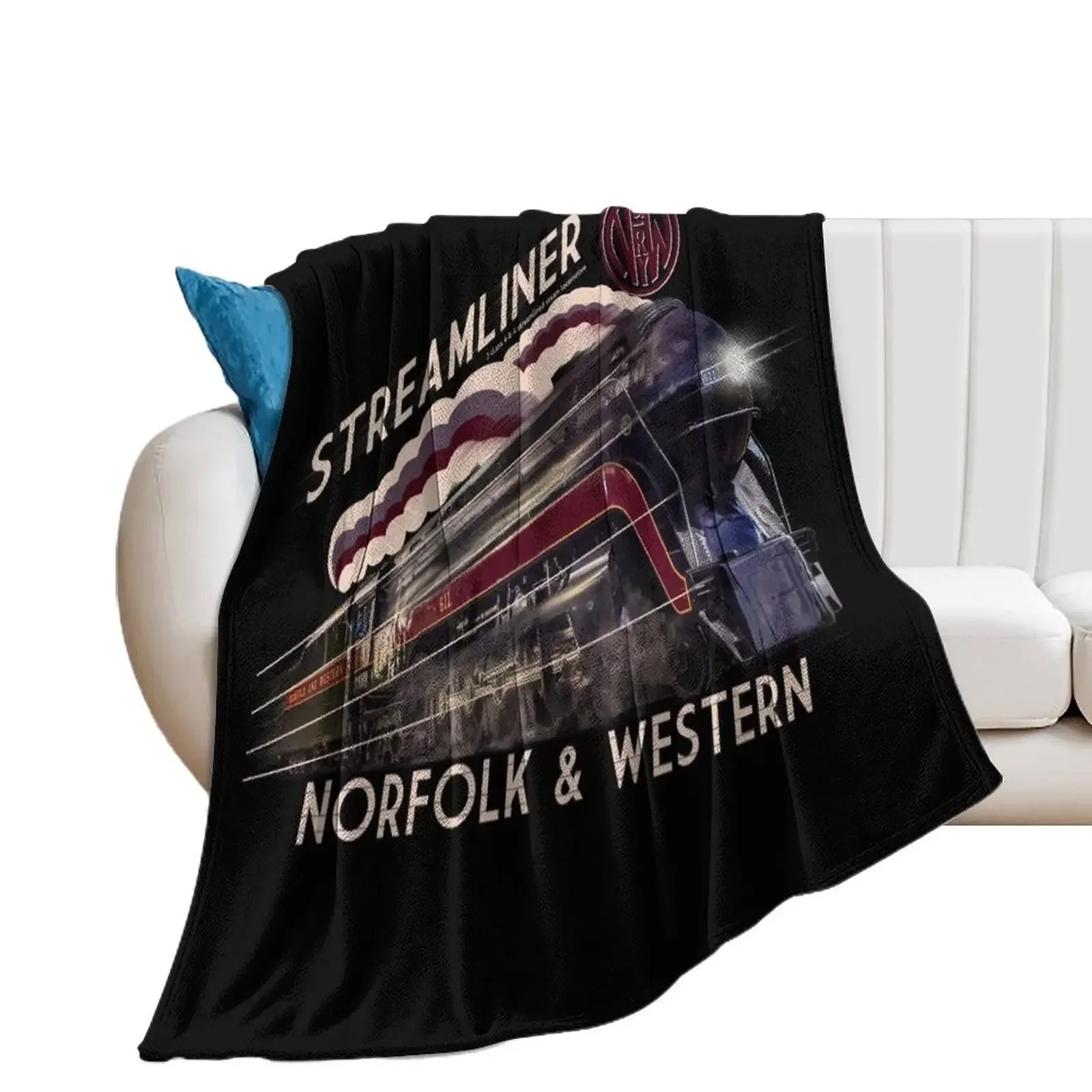 The Gorgeous Norfolk and Western Streamliner Steam Train Locomotive Engine Throw Blanket manga Thermals For Travel Blankets