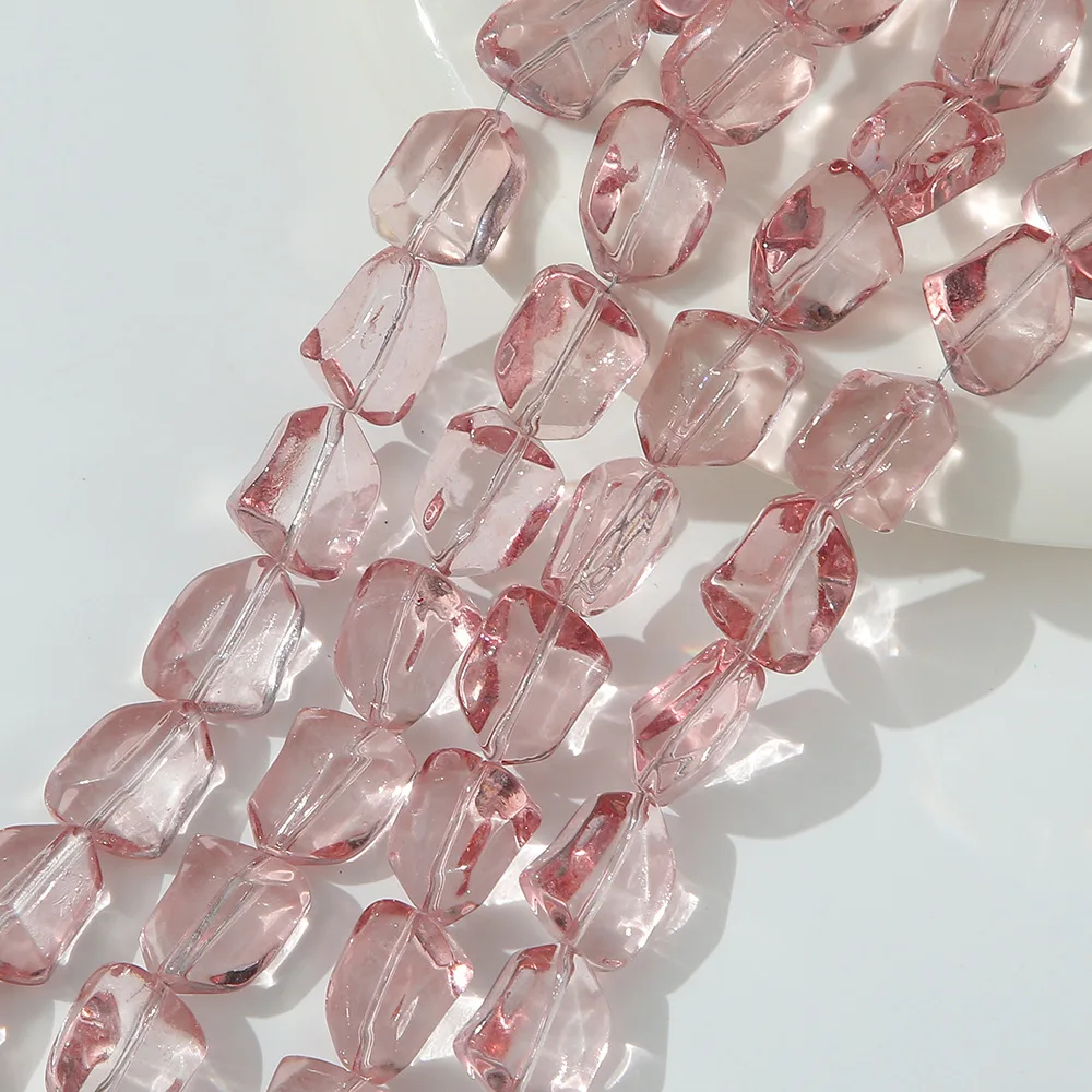 New 10PCS Baroque Iridescent Transparent Glass Beads Loose Spacer Beads For Jewelry Making DIY Bracelet Necklace Accessories
