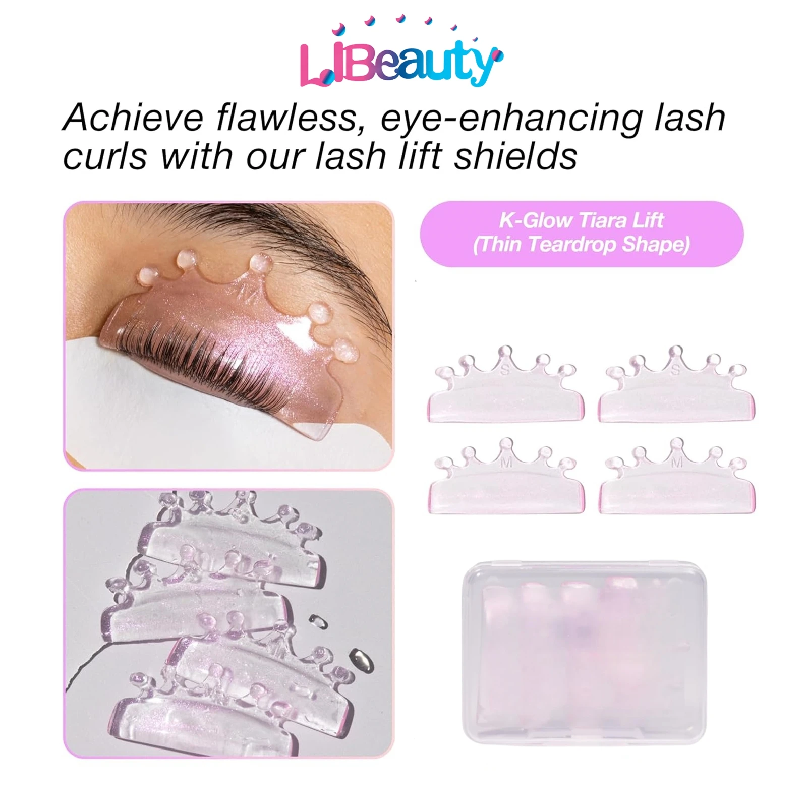 Libeauty 2 أزواج L حليقة سيليكون رمش بيرم منصات لزجة جلدة قضبان درع رفع ثلاثية الأبعاد رمش بكرة الشعر اكسسوارات ماكياج أداة