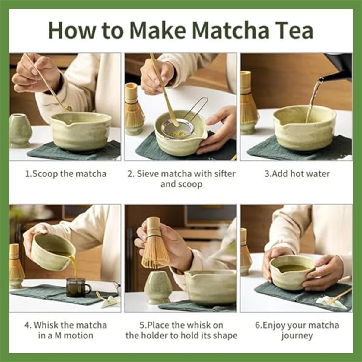 

AT59 Matcha Whisk Set,with Matcha Bowl,Bamboo Whisk and Holder,Bamboo Scoop and Stainless Sifter,Kit for Matcha Lover