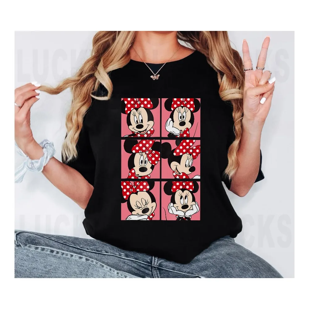 T-shirt carina Disney Minnie Mouse, camicia classica di Topolino e Minnie, camicia coordinata per la famiglia Disneyland, camicia WDW Magic Kingdom
