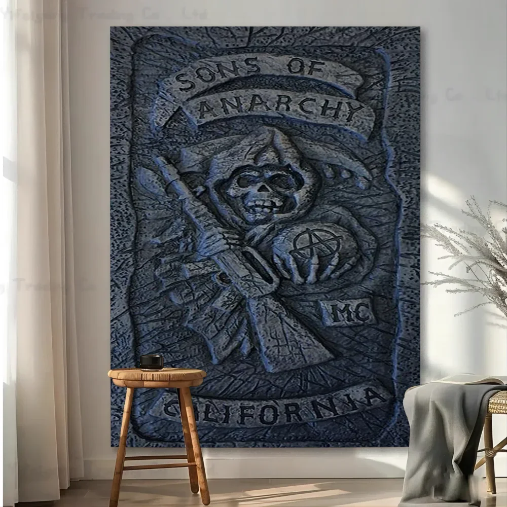 American TV Sons Of Anarchy Chart Tapestry Art Science Fiction Room Home Decor Cheap Hippie Wall Hanging