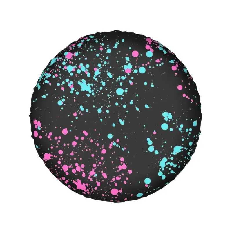 Pink And Blue Paint Splatter Design Spare Tire Cover for Prado Pajero Jeep 4WD 4x4 RV Car Wheel Protector 14