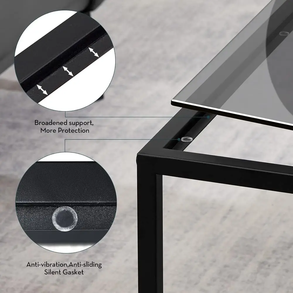 طاولة قهوة مربعة معاصرة مدمجة، 26.7 × 26.7 × 17.7، رمادي أسود لغرفة المعيشة #3