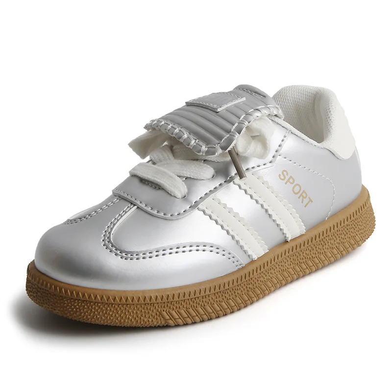 

Детские кроссовки, повседневная спортивная обувь для бега для маленьких мальчиков и девочек, противоскользящая мягкая подошва из искусственной кожи, детская обувь для доски с плоской подошвой