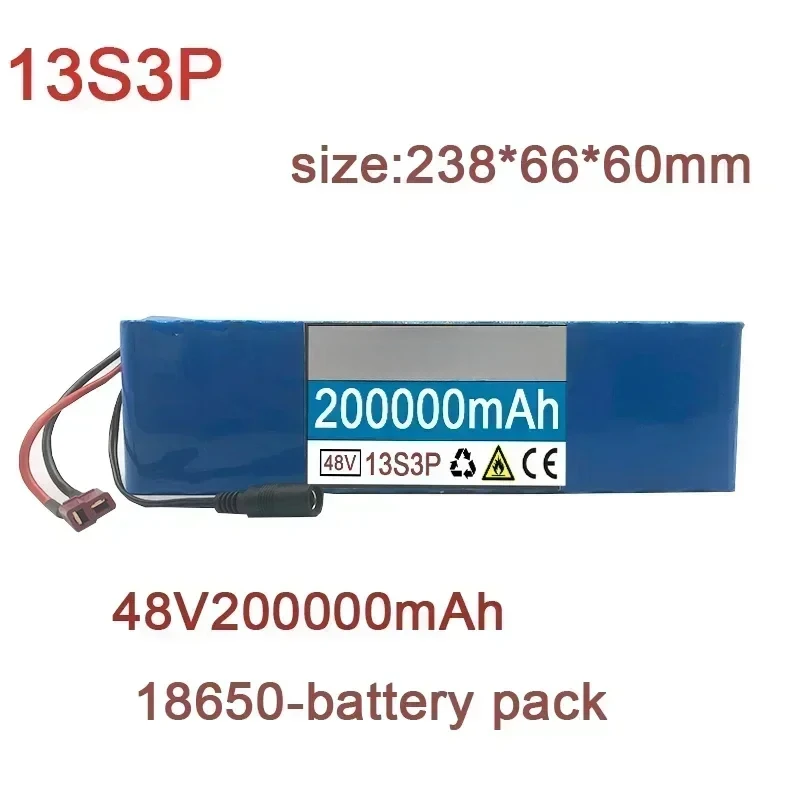 New 48V 200000mAh 20000W 13S3P XT60 48V Lithium-ion Battery Pack, Lithium Iron Phosphate Battery 200Ah and 54.6V Charger