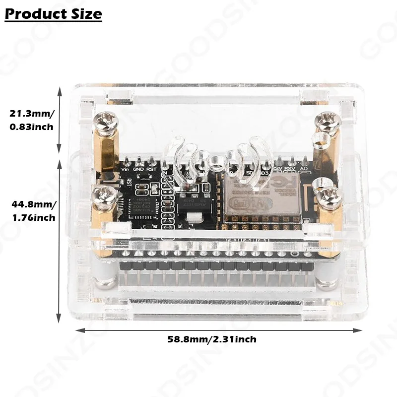 Acrylic Case kit for ESP32 NodeMcu Lua CP2102, ESP32 CP2102 Transparent Protective Shell Cover Box with Standoffs screws Set