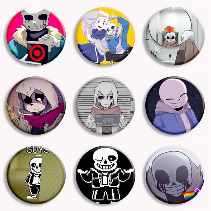 Anime Cosplay Decor Undertale Sans Button Pin Game Undertale Palette Papyrus Asriel Fanart Brooch Badge Fans Collect Gift 58mm