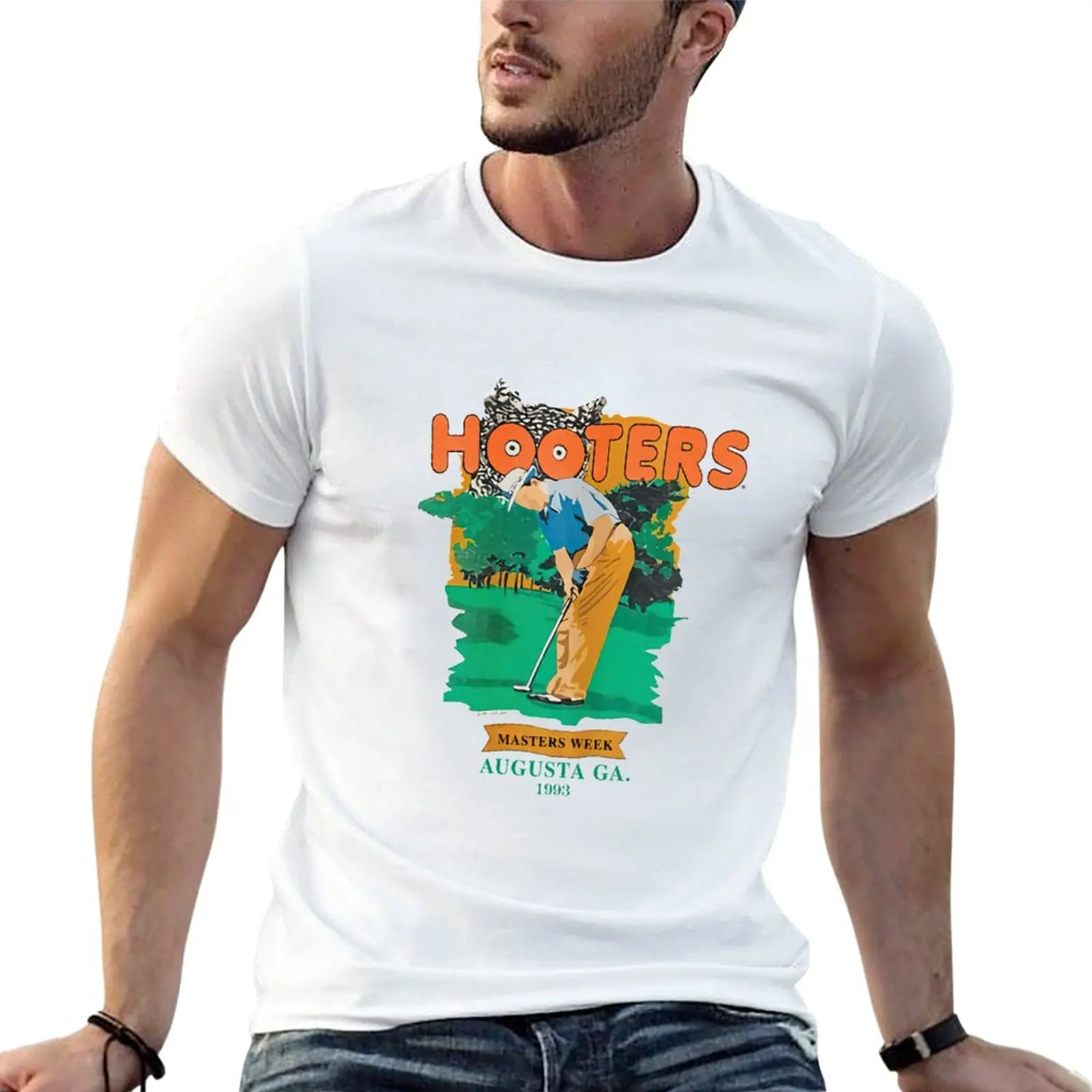 New Vintage Hooters 90's Golf T-Shirt quick drying t-shirt Anime t-shirt black t shirts black t shirt men clothes