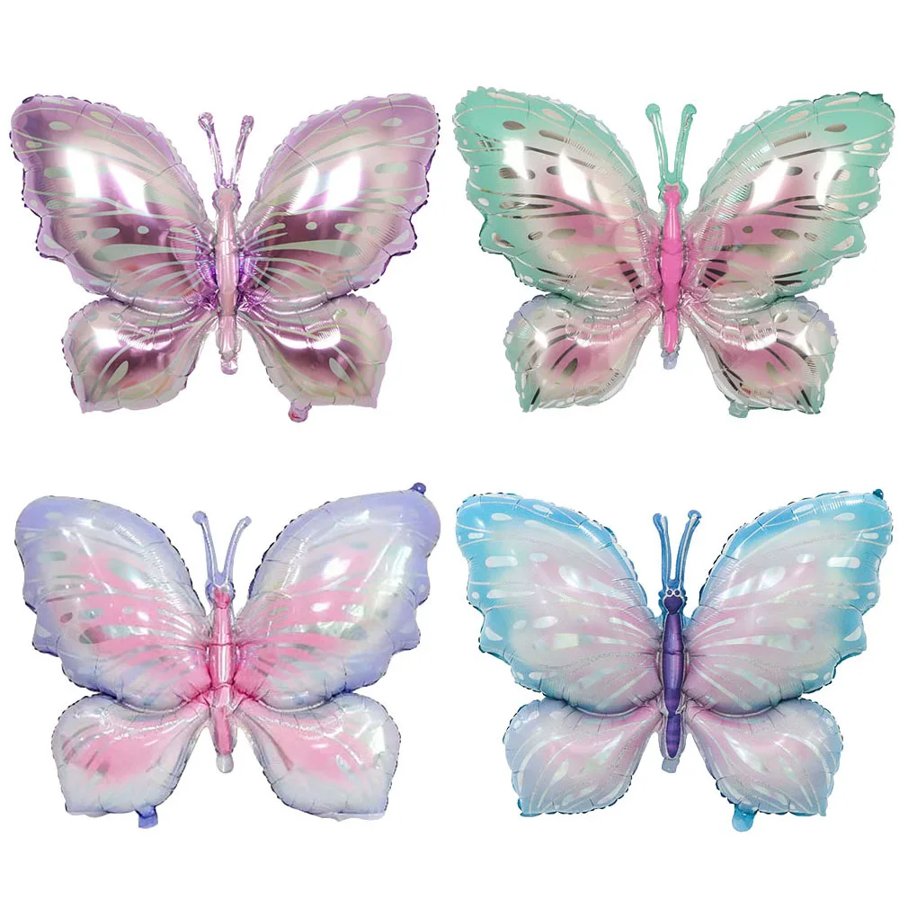 New Ice Purple Ice Blue Butterfly Aluminum Film Balloon Purple Butterfly Shape Aluminum Foil Balloon Baby Birthday Decoration