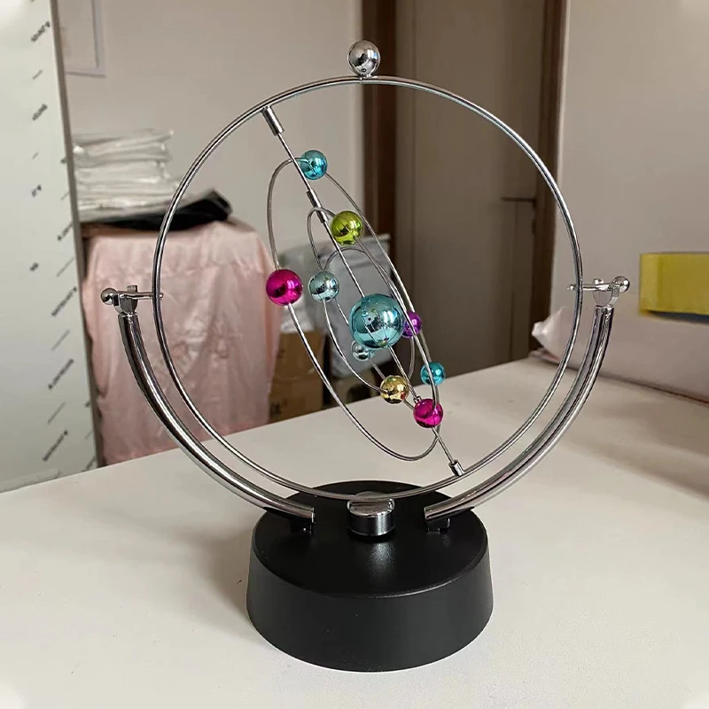 Kinetic Art Asteroid Electronic Perpetual Motion Nine Planets Newton Pendulum Model Kinetic Orbital Revolving Home Room Decor