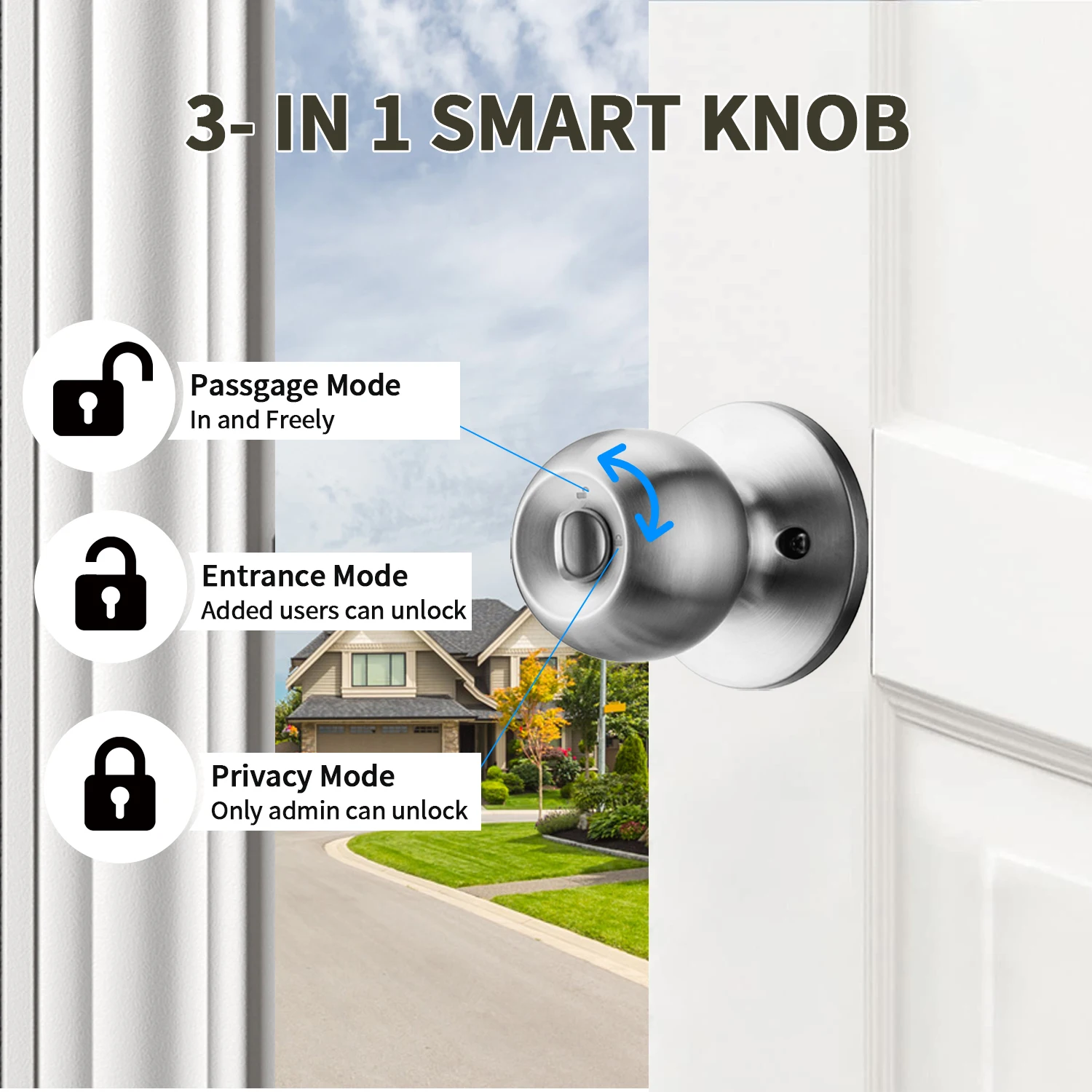 Keyless Entry Door Knob,Smart Knob Unlock by Passcode,interior Door Lock with Keypad,Door Lock Electronic Door Knob for home