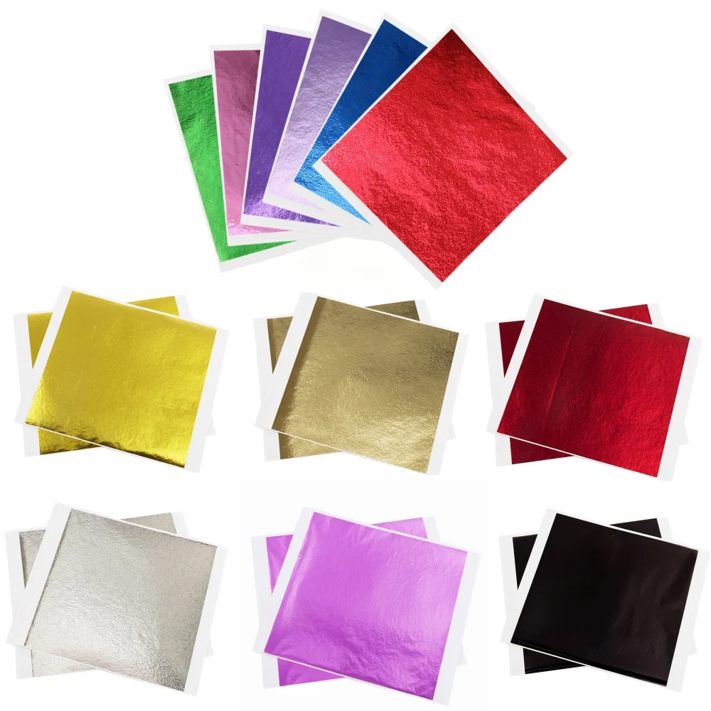 Art Craft Imitation Gold Sliver Foil Papers Colorful Gold Leaf Sheet Gilding DIY Craft Decor Gilding Decoration gold leaf sheets