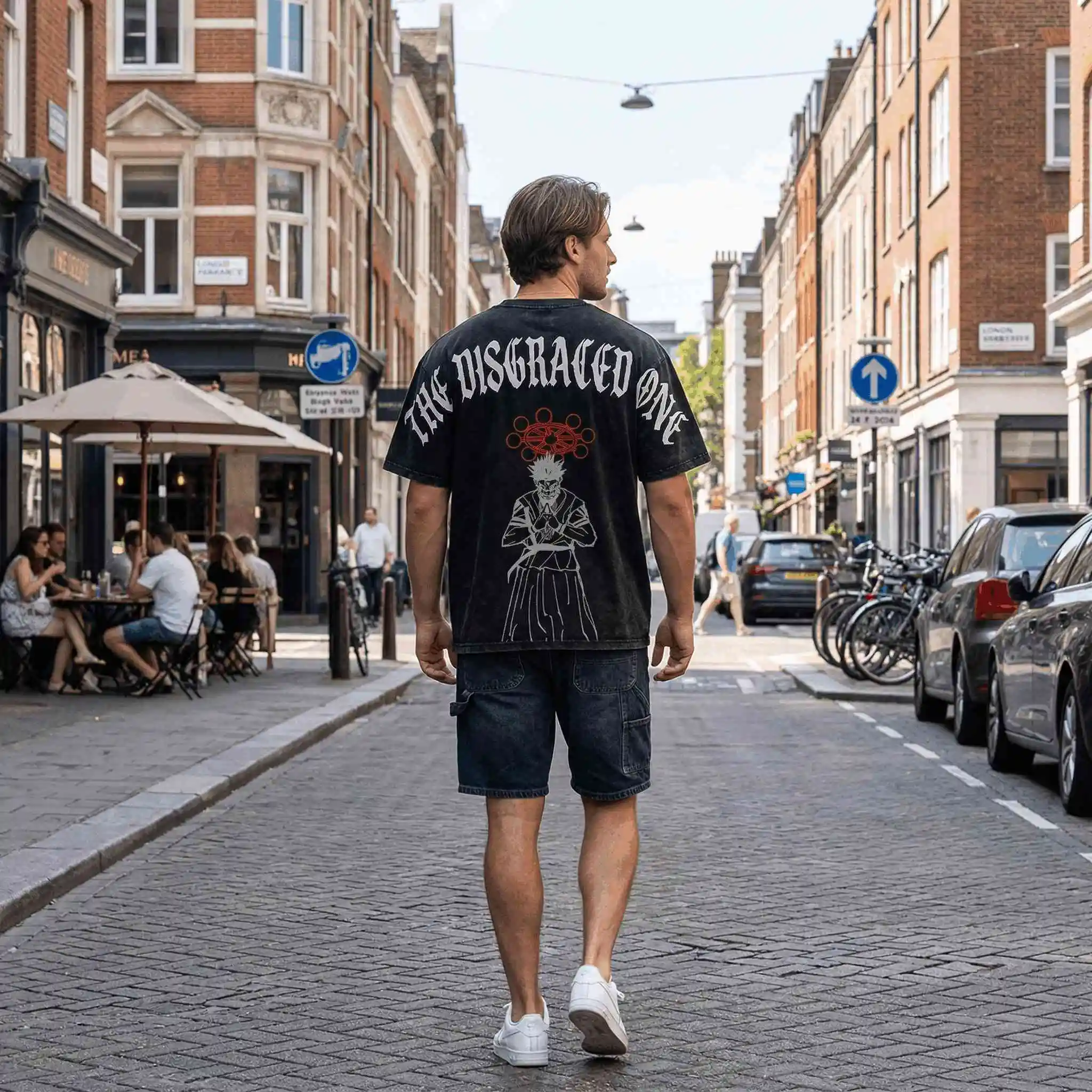 Sukuna The Disgraced One T-Shirt Jujutsu Kaisen JJK Tee Vintage Washed Oversized Retro Anime Harajuku Streetwear Grafik Herren