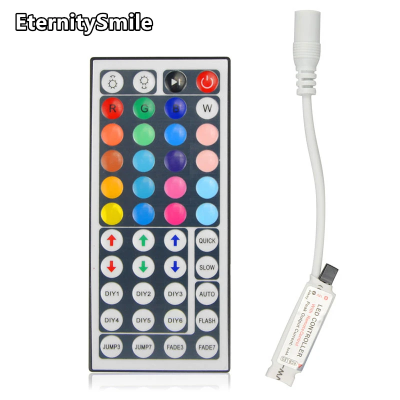DC5-24V RGB LED Controller with RGB 24-Key 44-Key Remote Control for 4 PIN RGB 5050 LED Strip Lights