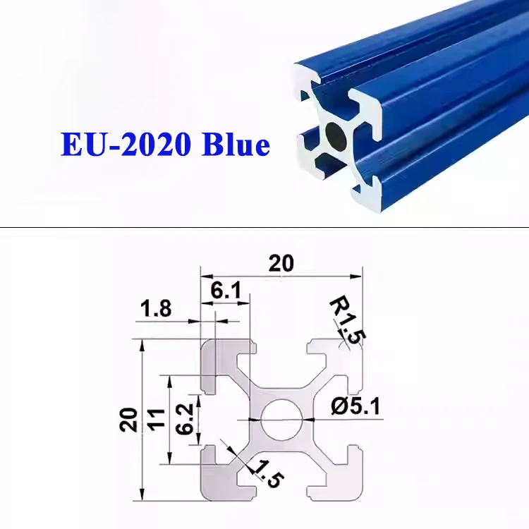 1/4PCS 2020 Aluminum Profile T-slot European Standard 100-1000MM Aluminum Extrusion 20X20 for CNC 3D Printer DIY Spray Blue